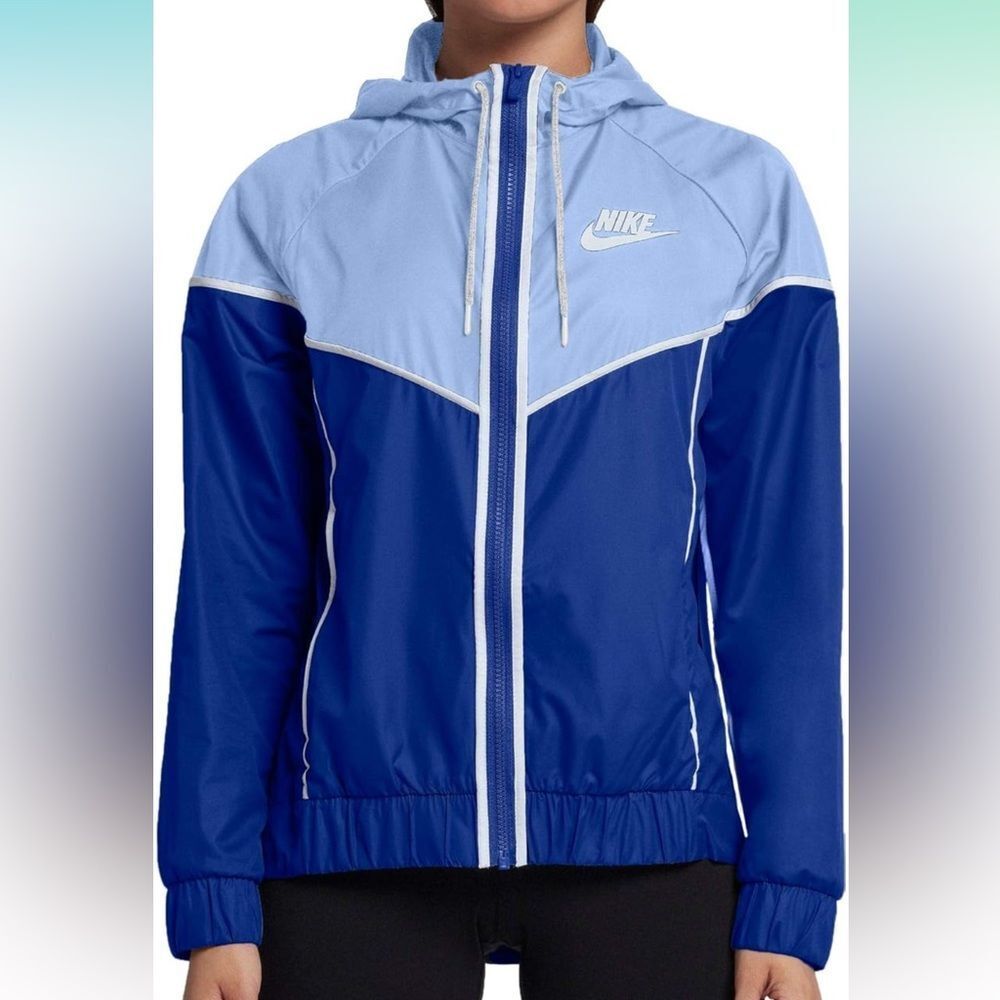 Nike Windrunner Jacket Womens Small Blue Colorblock Hooded Zip Athletic